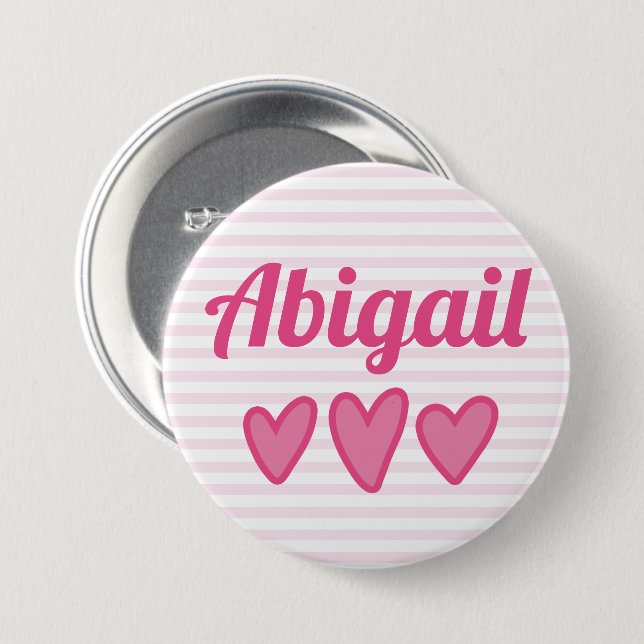 Pink Hearts Personalized  3 Inch Round Button (Front & Back)