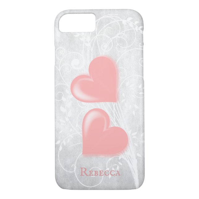 Pink Hearts Personalized Case-Mate iPhone Case (Back)