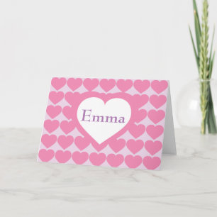 Pink Hearts Personalized Heart Note Card