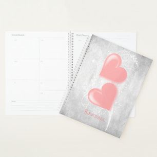Pink Hearts Personalized Planner