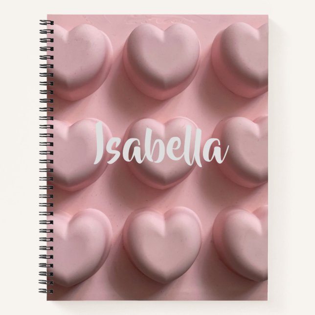 Pink Hearts Personalized Spiral Notebook (Front)