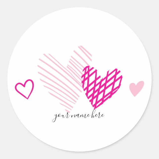 PInk Hearts Personalized Stickers (Front)
