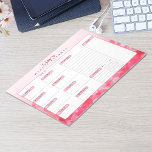 Pink Hearts Personalized Weekly Planner Notepad<br><div class="desc">Plan out your perfect week with our "Pink Hearts Weekly Planner Notepad, " which features a pink hearts background with matching section headers. There is an area for your daily tasks and your important tasks. There is an area for your weekly to-do list, a habit tracker, and a notes section....</div>