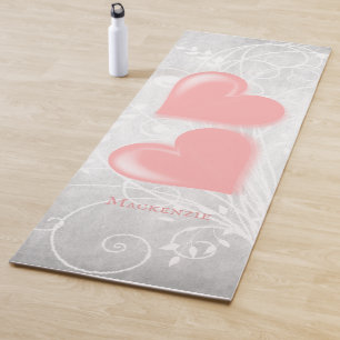 Pink Hearts Personalized Yoga Mat