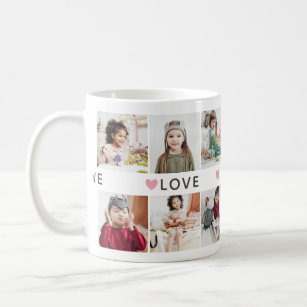 Pink Hearts Photo Collage We Love You Grandma Coffee Mug
