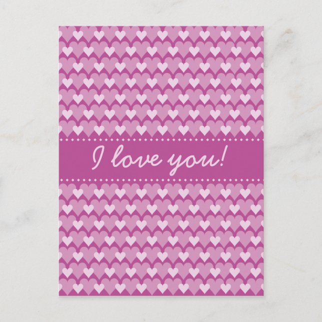 Pink Hearts postcard, customize Postcard (Front)
