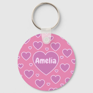 Pink Hearts Preppy Aesthetic Key Ring