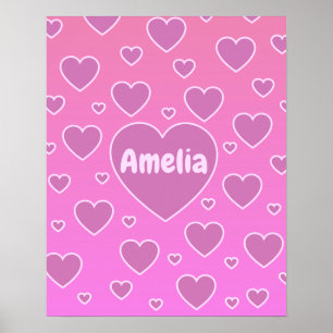 Pink Hearts Preppy Aesthetic Poster