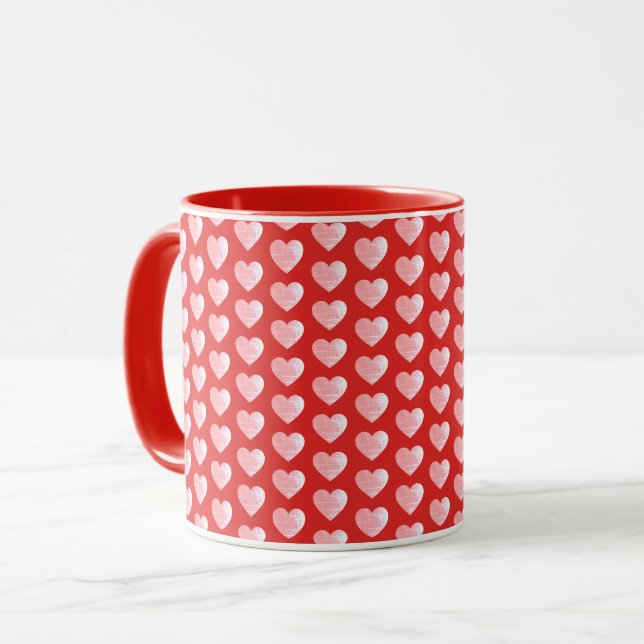 Pink Hearts Red Valentine Mug (Front Left)