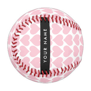 Pink Hearts, Romantic, Your Name, Personalise Baseball