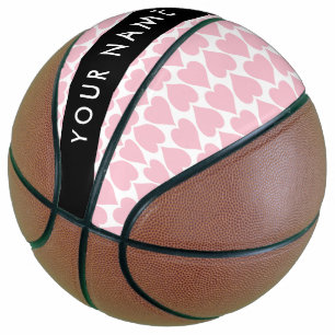 Pink Hearts, Romantic, Your Name, Personalise Basketball