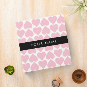 Pink Hearts, Romantic, Your Name, Personalise Binder