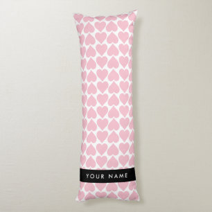 Pink Hearts, Romantic, Your Name, Personalise Body Pillow