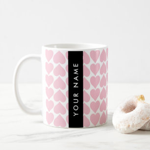 Pink Hearts, Romantic, Your Name, Personalise Coffee Mug