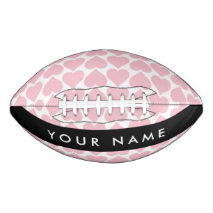Pink Hearts, Romantic, Your Name, Personalise Football