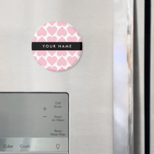 Pink Hearts, Romantic, Your Name, Personalise Magnet