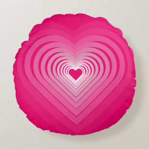 Pink Hearts Round Pillow - Love