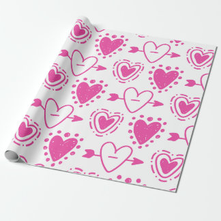 Pink Hearts Seamless Pattern Birthday Gift Wrapping Paper