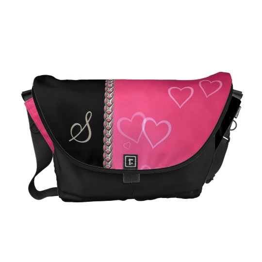 Pink hearts silver chain commuter bag
