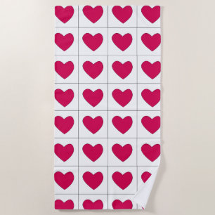 Pink Hearts Summer Valentines Day Beach Towel