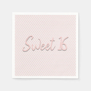 Pink Hearts Sweet 16 Party Napkin