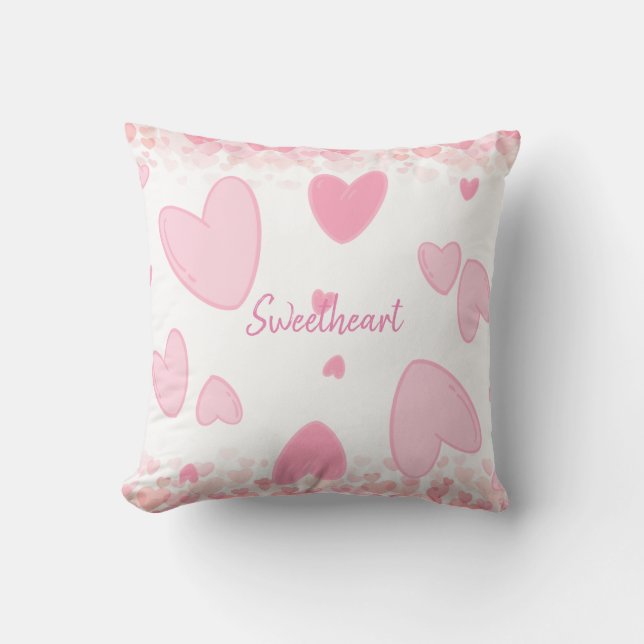 PINK HEARTS THROW PILLOW (Front)