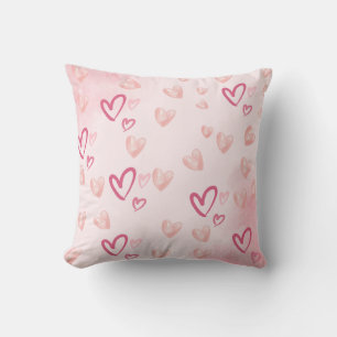 Pink Hearts Throw Pillow