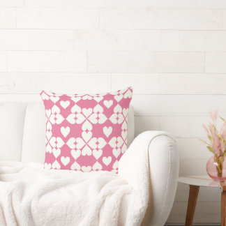 Pink hearts throw pillow
