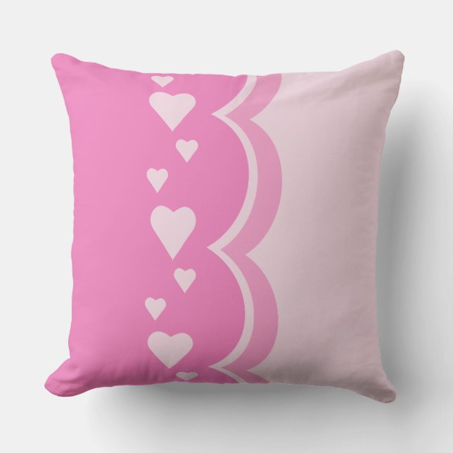 Pink Hearts Throw Pillow (Front)