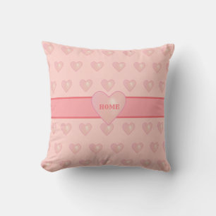 Pink Hearts Throw Pillow