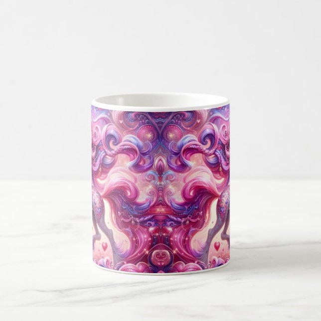 Pink Hearts Unicorn Coffee Mug (Center)