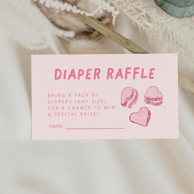 Pink Hearts Valentine Diaper Raffle Ticket  Enclosure Card (Creator Uploaded)