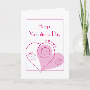 Pink Hearts Valentine Holiday Card