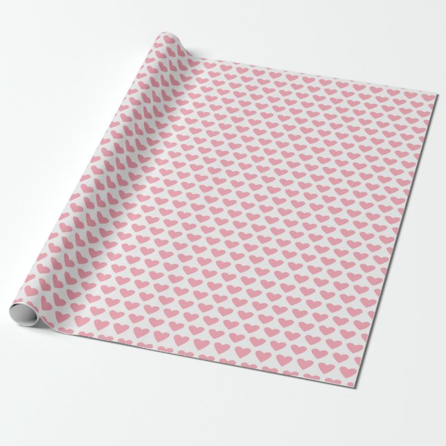 Pink Hearts Valentine Wrapping Paper (Unrolled)
