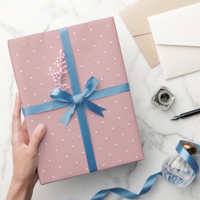 Pink Hearts Valentines Day Gift Wrapping Paper (Gifting)