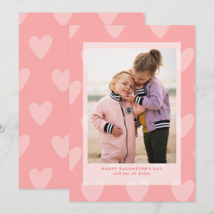 Pink Hearts Valentines Day Photo Card
