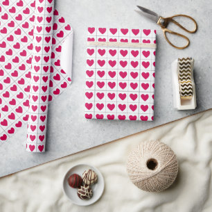 Pink Hearts Valentines Wrapping Paper