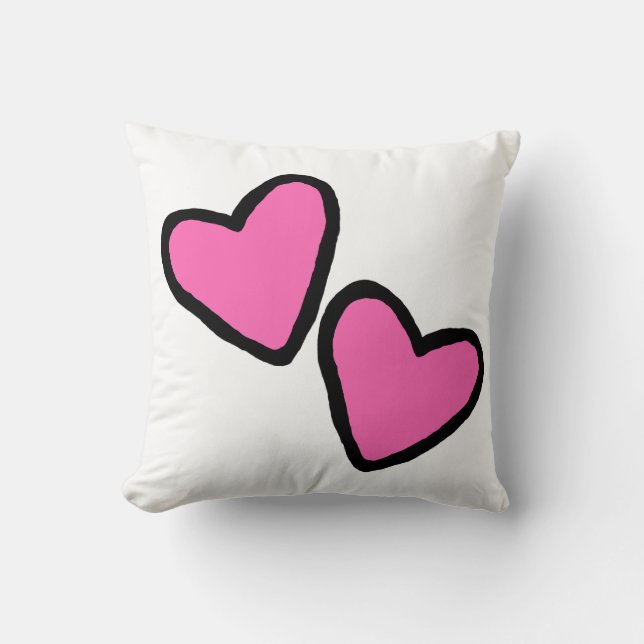 Pink Hearts Vintage Throw Pillow (Front)