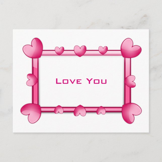 Pink Hearts Vous Aime Carte Postale (Devant)