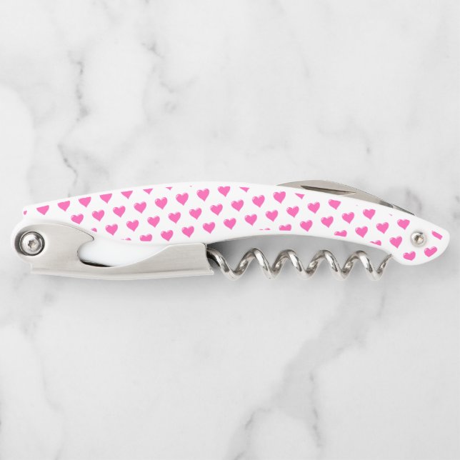 Pink Hearts Waiter's Corkscrew - Love (Front)