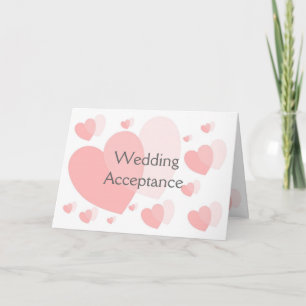 Pink Hearts Wedding Acceptance Card