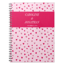 Pink Hearts Wedding Date Custom Cute Gift spiral