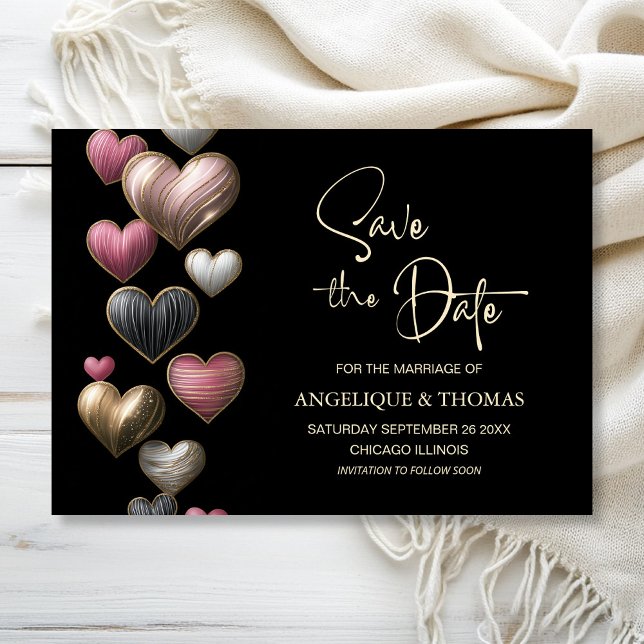Pink Hearts Wedding Save the Date (Créateur téléchargé)