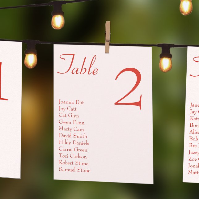 Pink Hearts Wedding Table Seating Chart Card (Wedding '2 become 1' Belly Band Seating Charts)