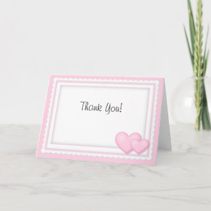 Pink Hearts Wedding Thank You Notes