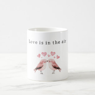 Pink Hearts White Birds Love  Coffee Mug