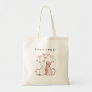 Pink Hearts White Cats Love XOXO Tote Bag