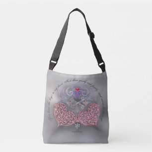 Pink Hearts with Silver Keys & Fleur di lis Crossbody Bag