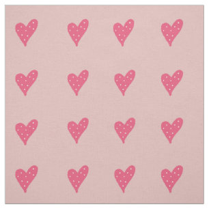 Pink Hearts with White Dots Pattern Drawing Fabric