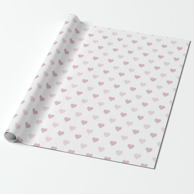 Pink Hearts Wrapping Paper (Unrolled)